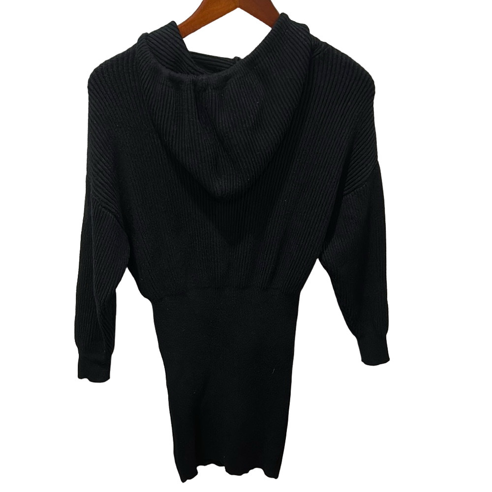 Pretty Garden Black Cowl Neck Sweater  hoodie dress with Long Sleeves S GUC - Picture 5 of 6
